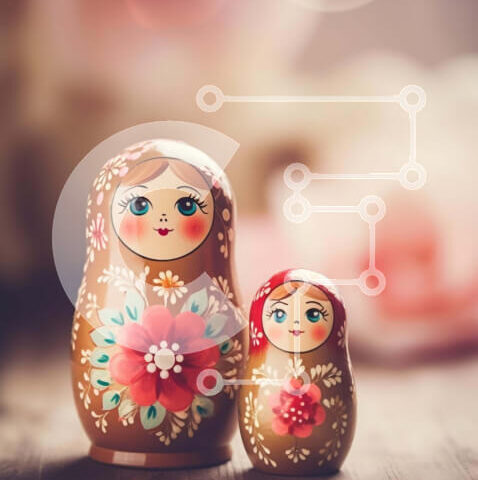 Intra Συλλεκτικό Ξύλινο Παζλ Plywood 4mm - Πολύχρωμες Ρωσικές κούκλες που φωλιάζουν Σε Ξύλινο Κουτί - Διαστάσεις: 10x10 cm – 25 κομμάτια - Image 1