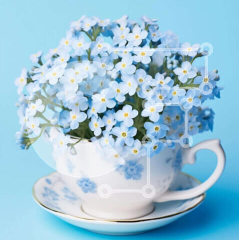 Intra Συλλεκτικό Ξύλινο Παζλ Plywood 4mm - Λευκό φλιτζάνι τσαγιού με μπλε λουλούδια Σε Ξύλινο Κουτί - Διαστάσεις: 10x10 cm – 25 κομμάτια - Image 1