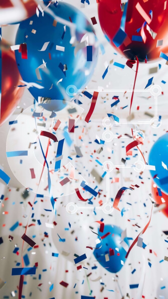 Intra Συλλεκτικό Ξύλινο Παζλ Plywood  4mm - Εορταστικά Κόκκινα, Λευκά και Μπλε μπαλόνια με πολύχρωμες σειρές Σε Ξύλινο Κουτί - Διαστάσεις: 10x10 cm – 25 κομμάτια