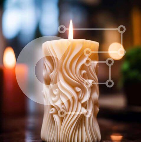 Intra Συλλεκτικό Ξύλινο Παζλ Plywood  4mm - Περίτεχνα σκαλισμένο κερί στο τραπέζι με κεριά και φυτά γύρω Σε Ξύλινο Κουτί - Διαστάσεις Puzzle: 10x10 cm – 25 κομμάτια - Image 1