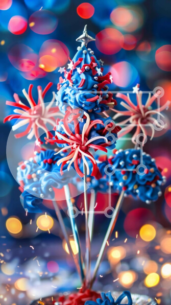 Intra Συλλεκτικό Ξύλινο Παζλ Plywood  4mm - Εορταστική τούρτα 4ης Ιουλίου με πυροτεχνήματα Σε Ξύλινο Κουτί - Διαστάσεις: 10x10 cm – 25 κομμάτια