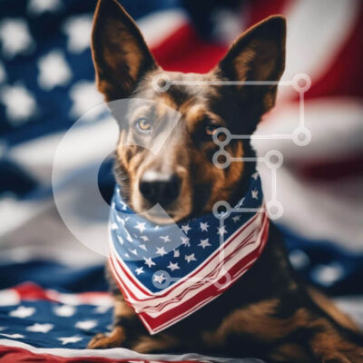 Intra Συλλεκτικό Ξύλινο Παζλ Plywood 4mm - Πατριωτικό σκυλί στην αμερικανική σημαία Σε Ξύλινο Κουτί - Διαστάσεις Puzzle: 10x10 cm – 25 κομμάτια - Image 1