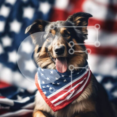 Intra Συλλεκτικό Ξύλινο Παζλ Plywood 4mm - Happy Dog με American Flag Bandana Σε Ξύλινο Κουτί - Διαστάσεις Puzzle: 10x10 cm – 25 κομμάτια - Image 1