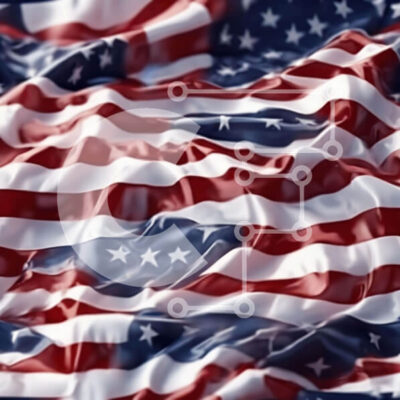 Intra Συλλεκτικό Ξύλινο Παζλ Plywood  4mm - Αμερικανική σημαία από κοντά με κύματα και κυματισμούς Σε Ξύλινο Κουτί - Διαστάσεις Puzzle: 10x10 cm – 25 κομμάτια - Image 1