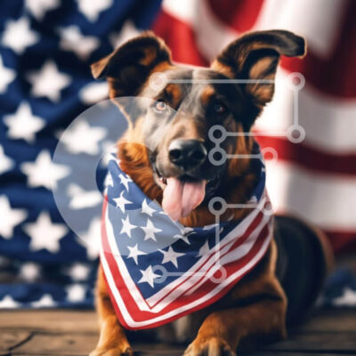 Intra Συλλεκτικό Ξύλινο Παζλ Plywood  4mm - Happy Dog με American Flag Bandana Σε Ξύλινο Κουτί - Διαστάσεις: 10x10 cm – 25 κομμάτια - Image 1