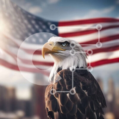 Intra Συλλεκτικό Ξύλινο Παζλ Plywood  4mm - Φαλακρός αετός που συμβολίζει τον πατριωτισμό Σε Ξύλινο Κουτί - Διαστάσεις: 10x10 cm – 25 κομμάτια - Image 1