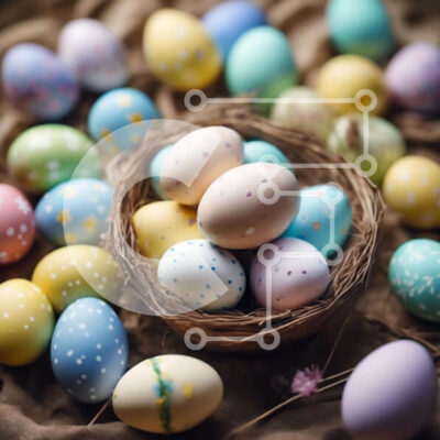 Intra Συλλεκτικό Ξύλινο Παζλ Plywood  4mm - Πολύχρωμο καλάθι με πασχαλινά αυγά με ανοιξιάτικα λουλούδια Σε Ξύλινο Κουτί - Διαστάσεις Puzzle: 10x10 cm – 25 κομμάτια - Image 1