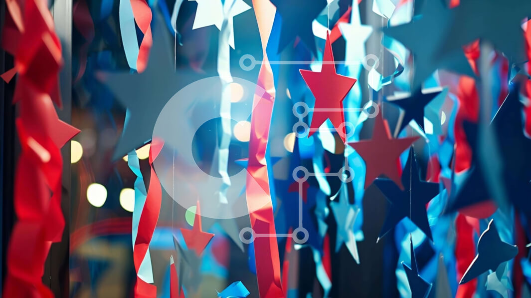 Intra Συλλεκτικό Ξύλινο Παζλ Plywood  4mm - Κόκκινα, μπλε και λευκά χάρτινα αστέρια για τον εορτασμό της 4ης Ιουλίου Σε Ξύλινο Κουτί - Διαστάσεις Puzzle: 10x10 cm – 25 κομμάτια