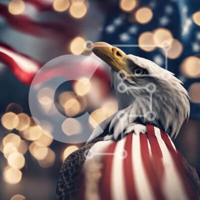 Intra Συλλεκτικό Ξύλινο Παζλ Plywood 4mm - Πατριωτικός αετός με αμερικανική σημαία Σε Ξύλινο Κουτί - Διαστάσεις: 10x10 cm – 25 κομμάτια - Image 1