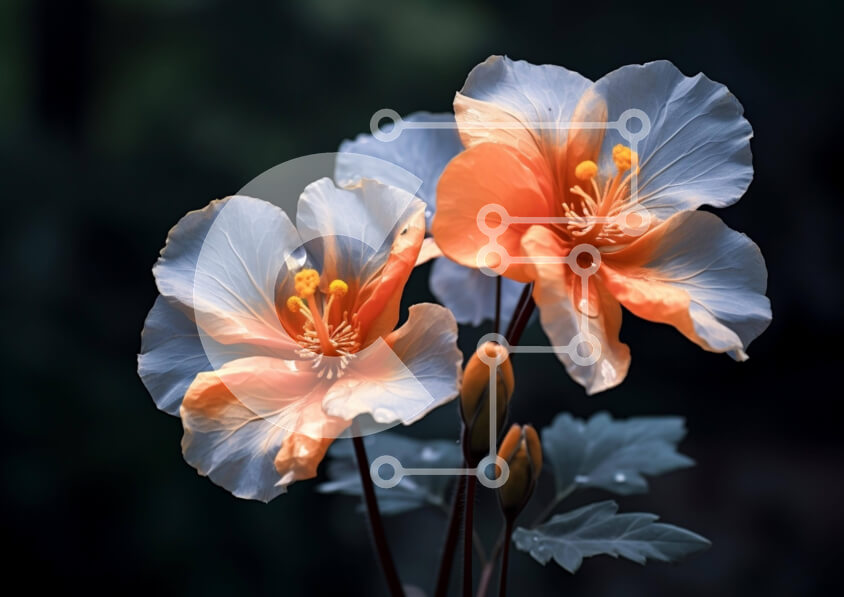 Intra Συλλεκτικό Ξύλινο Παζλ Plywood  4mm - Πορτοκαλί και μπλε λουλούδια σε ένα βάζο Σε Ξύλινο Κουτί - Διαστάσεις: 10x10 cm – 25 κομμάτια