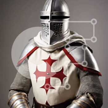 Intra Συλλεκτικό Ξύλινο Παζλ Plywood  4mm - Μεσαιωνικός ιππότης με πανοπλία με σιδερένιο σταυρό Σε Ξύλινο Κουτί - Διαστάσεις Puzzle: 10x10 cm – 25 κομμάτια - Image 1