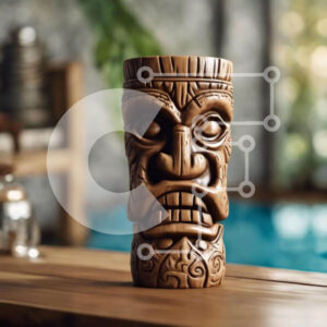 Intra Συλλεκτικό Ξύλινο Παζλ Plywood  4mm - Ξύλινο Tiki Cup με εξωτερική πισίνα Σε Ξύλινο Κουτί - Διαστάσεις: 10x10 cm – 25 κομμάτια