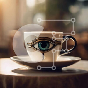 Intra Συλλεκτικό Ξύλινο Παζλ Plywood  4mm - Σχέδιο σε σχήμα ματιού σε φλιτζάνι καφέ και πιατάκι Σε Ξύλινο Κουτί - Διαστάσεις Puzzle: 10x10 cm – 25 κομμάτια