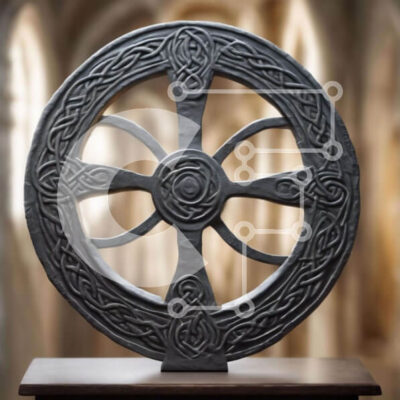 Intra Συλλεκτικό Ξύλινο Παζλ Plywood 4mm - Περίτεχνος κελτικός τροχός Σε Ξύλινο Κουτί - Διαστάσεις: 10x10 cm – 25 κομμάτια - Image 1