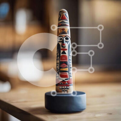 Intra Συλλεκτικό Ξύλινο Παζλ Plywood  4mm - Ξύλινο τοτέμ με ιθαγενές σχέδιο Σε Ξύλινο Κουτί - Διαστάσεις Puzzle: 10x10 cm – 25 κομμάτια - Image 1