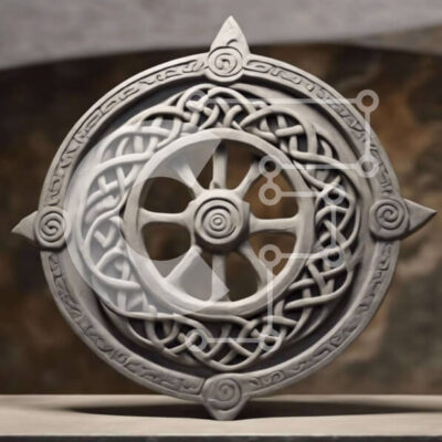 Intra Συλλεκτικό Ξύλινο Παζλ Plywood  4mm - Τροχός με κελτική έμπνευση: Αρχαία τέχνη στην πέτρα Σε Ξύλινο Κουτί - Διαστάσεις Puzzle: 10x10 cm – 25 κομμάτια - Image 1