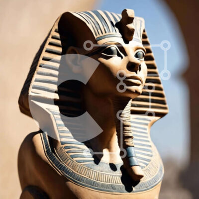 Intra Συλλεκτικό Ξύλινο Παζλ Plywood  4mm - Αρχαίο αιγυπτιακό άγαλμα Φαραώ Σε Ξύλινο Κουτί - Διαστάσεις Puzzle: 10x10 cm – 25 κομμάτια - Image 1