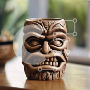 Intra Συλλεκτικό Ξύλινο Παζλ Plywood  4mm - Ξύλινο κύπελλο Tiki στο τραπέζι Σε Ξύλινο Κουτί - Διαστάσεις: 10x10 cm – 25 κομμάτια