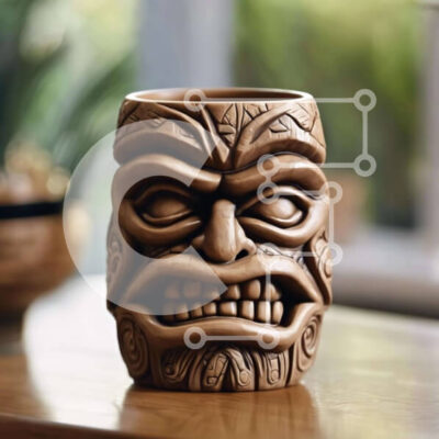 Intra Συλλεκτικό Ξύλινο Παζλ Plywood 4mm - Ξύλινο κύπελλο Tiki στο τραπέζι Σε Ξύλινο Κουτί - Διαστάσεις: 10x10 cm – 25 κομμάτια - Image 1