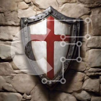 Intra Συλλεκτικό Ξύλινο Παζλ Plywood  4mm - Ασπίδα μεσαιωνικού στυλ σε παλιό πέτρινο κτήριο Σε Ξύλινο Κουτί - Διαστάσεις Puzzle: 10x10 cm – 25 κομμάτια - Image 1