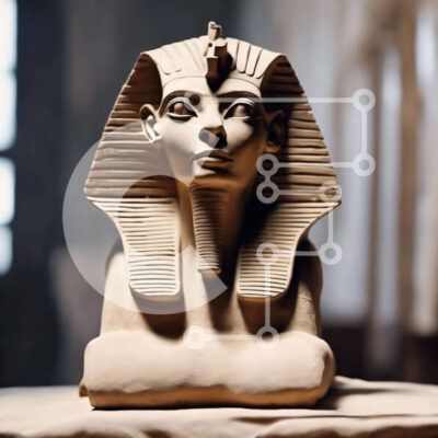 Intra Συλλεκτικό Ξύλινο Παζλ Plywood 4mm - Πήλινη προτομή του Αρχαίου Αιγυπτιακού Φαραώ Σε Ξύλινο Κουτί - Διαστάσεις Puzzle: 10x10 cm – 25 κομμάτια - Image 1