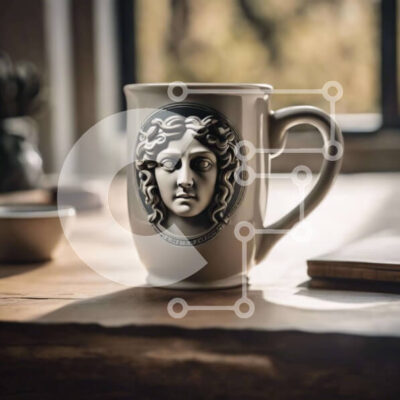 Intra Συλλεκτικό Ξύλινο Παζλ Plywood 4mm - Κούπα καφέ με εικόνα Αφροδίτης Σε Ξύλινο Κουτί - Διαστάσεις: 10x10 cm – 25 κομμάτια - Image 1