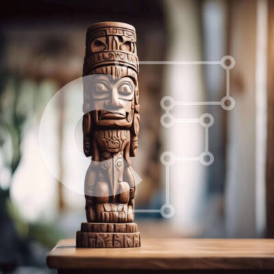 Intra Συλλεκτικό Ξύλινο Παζλ Plywood  4mm - Ξύλινος πόλος τοτέμ σε ημιτελές τραπέζι Σε Ξύλινο Κουτί - Διαστάσεις Puzzle: 10x10 cm – 25 κομμάτια - Image 1