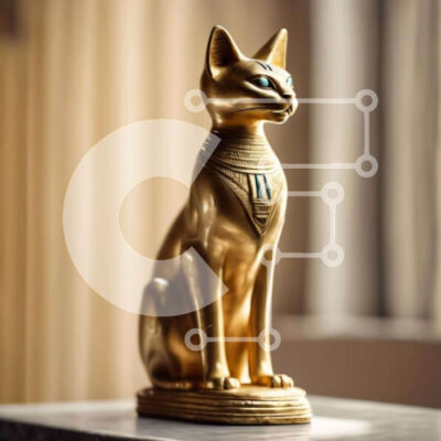 Intra Συλλεκτικό Ξύλινο Παζλ Plywood  4mm - Χρυσό άγαλμα γάτας στο τραπέζι από ανοιχτό παράθυρο Σε Ξύλινο Κουτί - Διαστάσεις: 10x10 cm – 25 κομμάτια - Image 1