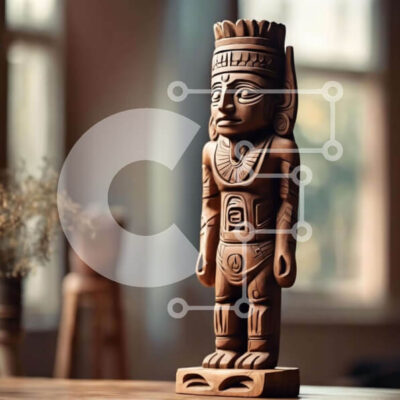 Intra Συλλεκτικό Ξύλινο Παζλ Plywood 4mm - Ξύλινο άγαλμα ενός ιθαγενούς στο τραπέζι Σε Ξύλινο Κουτί - Διαστάσεις: 10x10 cm – 25 κομμάτια - Image 1