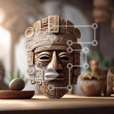 Intra Συλλεκτικό Ξύλινο Παζλ Plywood  4mm - Εμπνευσμένη από τους Αζτέκους Μάσκα και Έκθεση κεραμικής Σε Ξύλινο Κουτί - Διαστάσεις Puzzle: 10x10 cm – 25 κομμάτια - Image 1