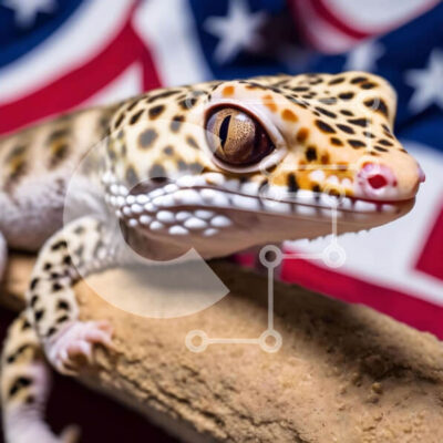 Intra Συλλεκτικό Ξύλινο Παζλ Plywood  4mm - Γκέκο σε κλαδί σε σχήμα αμερικανικής σημαίας Σε Ξύλινο Κουτί - Διαστάσεις: 10x10 cm – 25 κομμάτια - Image 1