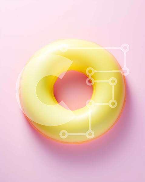 Intra Συλλεκτικό Ξύλινο Παζλ Plywood  4mm - Κίτρινο φουσκωτό δαχτυλίδι πισίνας σε σχήμα ντόνατς σε ροζ φόντο Σε Ξύλινο Κουτί - Διαστάσεις Puzzle: 10x10 cm – 25 κομμάτια