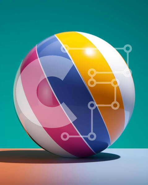 Intra Συλλεκτικό Ξύλινο Παζλ Plywood  4mm - Πολύχρωμη μπάλα παραλίας Σε Ξύλινο Κουτί - Διαστάσεις Puzzle: 10x10 cm – 25 κομμάτια