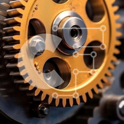 Intra Συλλεκτικό Ξύλινο Παζλ Plywood 4mm - Κοντινή όψη των βιομηχανικών εργαλείων και γραναζιών Σε Ξύλινο Κουτί - Διαστάσεις Puzzle: 10x10 cm – 25 κομμάτια - Image 1