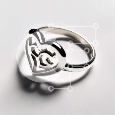 Intra Συλλεκτικό Ξύλινο Παζλ Plywood  4mm - Ασημένιο δαχτυλίδι σε σχήμα καρδιάς στο τραπέζι Σε Ξύλινο Κουτί - Διαστάσεις: 10x10 cm – 25 κομμάτια - Image 1