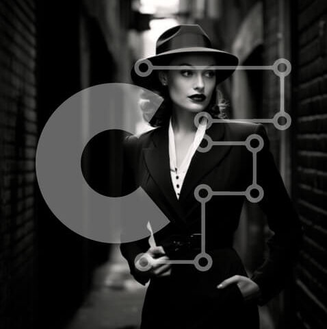 Intra Συλλεκτικό Ξύλινο Παζλ Plywood 4mm - Εκλεπτυσμένη γυναίκα στο ασπρόμαυρο σοκάκι Σε Ξύλινο Κουτί - Διαστάσεις Puzzle: 10x10 cm – 25 κομμάτια - Image 1