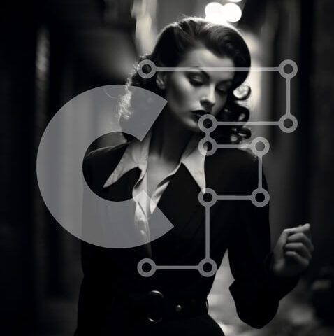 Intra Συλλεκτικό Ξύλινο Παζλ Plywood  4mm - Κομψή γυναίκα σε ασπρόμαυρη φωτογραφία που περπατά στο σοκάκι Σε Ξύλινο Κουτί - Διαστάσεις Puzzle: 10x10 cm – 25 κομμάτια - Image 1