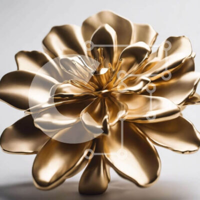 Intra Συλλεκτικό Ξύλινο Παζλ Plywood  4mm - Χρυσό γλυπτό λουλουδιών σε λευκή επιφάνεια Σε Ξύλινο Κουτί - Διαστάσεις: 10x10 cm – 25 κομμάτια - Image 1