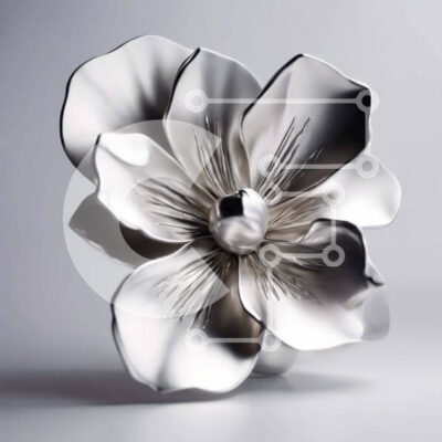 Intra Συλλεκτικό Ξύλινο Παζλ Plywood  4mm - Ασημένιο γλυπτό λουλουδιών σε λευκή επιφάνεια Σε Ξύλινο Κουτί - Διαστάσεις: 10x10 cm – 25 κομμάτια - Image 1