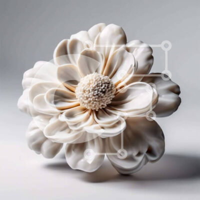 Intra Συλλεκτικό Ξύλινο Παζλ Plywood  4mm - Λευκό λουλούδι γλυπτό σε υπόλευκο φόντο Σε Ξύλινο Κουτί - Διαστάσεις Puzzle: 10x10 cm – 25 κομμάτια - Image 1