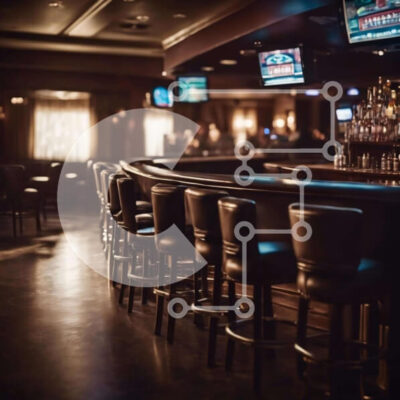 Intra Συλλεκτικό Ξύλινο Παζλ Plywood  4mm - Σκοτεινό και Άδειο Μπαρ με μαύρα σκαμπό και τηλεοράσεις Σε Ξύλινο Κουτί - Διαστάσεις Puzzle: 10x10 cm – 25 κομμάτια - Image 1