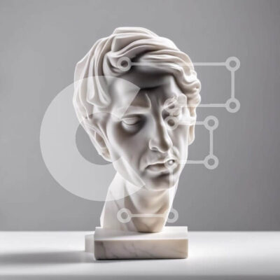 Intra Συλλεκτικό Ξύλινο Παζλ Plywood 4mm - Λευκή μαρμάρινη προτομή ενός ηλικιωμένου άνδρα με κλειστά μάτια Σε Ξύλινο Κουτί - Διαστάσεις Puzzle: 10x10 cm – 25 κομμάτια - Image 1