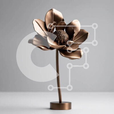 Intra Συλλεκτικό Ξύλινο Παζλ Plywood 4mm - Χάλκινο γλυπτό λουλουδιών σε ξύλινη βάση Σε Ξύλινο Κουτί - Διαστάσεις: 10x10 cm – 25 κομμάτια - Image 1