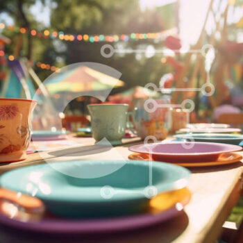 Intra Συλλεκτικό Ξύλινο Παζλ Plywood  4mm - Πολύχρωμο τραπέζι με πιάτα και φλιτζάνια Σε Ξύλινο Κουτί - Διαστάσεις Puzzle: 10x10 cm – 25 κομμάτια - Image 1