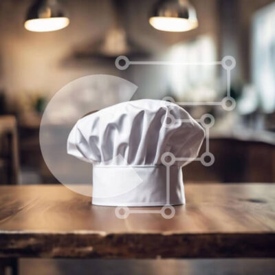 Intra Συλλεκτικό Ξύλινο Παζλ Plywood  4mm - Καπέλο σεφ σε ξύλινο τραπέζι με κατσαρόλες και τηγάνια Σε Ξύλινο Κουτί - Διαστάσεις: 10x10 cm – 25 κομμάτια - Image 1