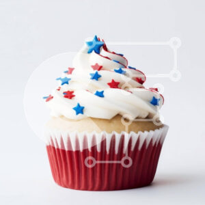 Intra Συλλεκτικό Ξύλινο Παζλ Plywood  4mm - Πατριωτικό Cupcake με αστέρια Σε Ξύλινο Κουτί - Διαστάσεις Puzzle: 10x10 cm – 25 κομμάτια