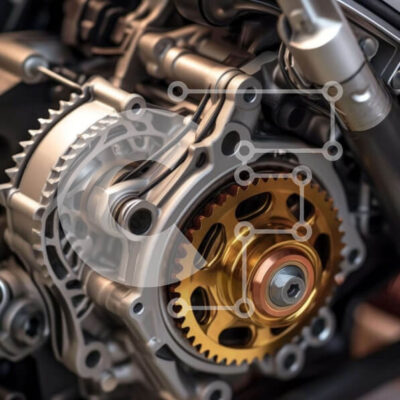 Intra Συλλεκτικό Ξύλινο Παζλ Plywood  4mm - Κοντινή όψη του κινητήρα με γρανάζια και εξαρτήματα Σε Ξύλινο Κουτί - Διαστάσεις Puzzle: 10x10 cm – 25 κομμάτια - Image 1