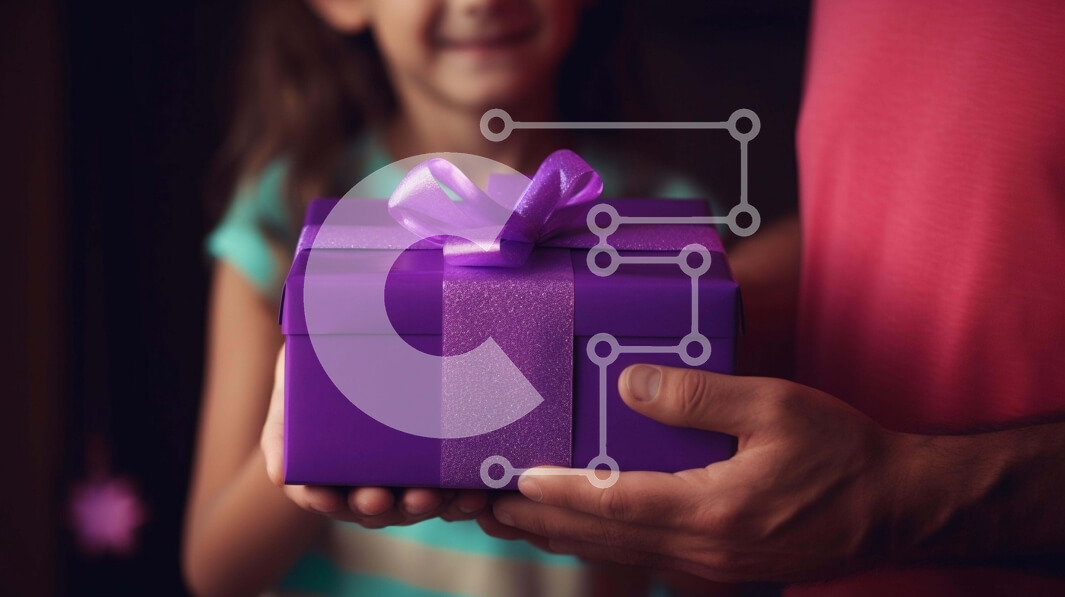 Intra Συλλεκτικό Ξύλινο Παζλ Plywood  4mm - Πατέρας και κόρη με ανοιχτό μωβ κουτί δώρου Σε Ξύλινο Κουτί - Διαστάσεις Puzzle: 10x10 cm – 25 κομμάτια