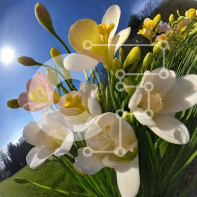 Intra Συλλεκτικό Ξύλινο Παζλ Plywood  4mm - Ανθισμένα λευκά και κίτρινα λουλούδια στο φως του ήλιου Σε Ξύλινο Κουτί - Διαστάσεις: 10x10 cm – 25 κομμάτια - Image 1