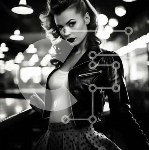 Intra Συλλεκτικό Ξύλινο Παζλ Plywood  4mm - Κομψή γυναίκα στα ασπρόμαυρα στο μπαρ ή στο εστιατόριο Σε Ξύλινο Κουτί - Διαστάσεις Puzzle: 10x10 cm – 25 κομμάτια - Image 1